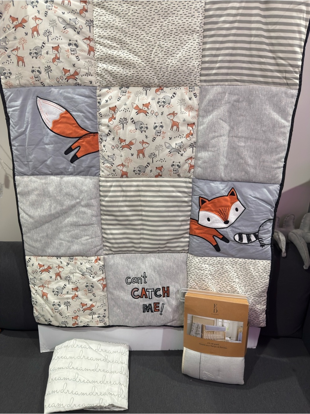 Fox Patchwork Baby nursery crib bedding new see details